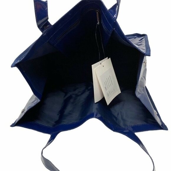 NEW Max Mara Womens Tote Bag Purse Blue Patent - Picture 7 of 12